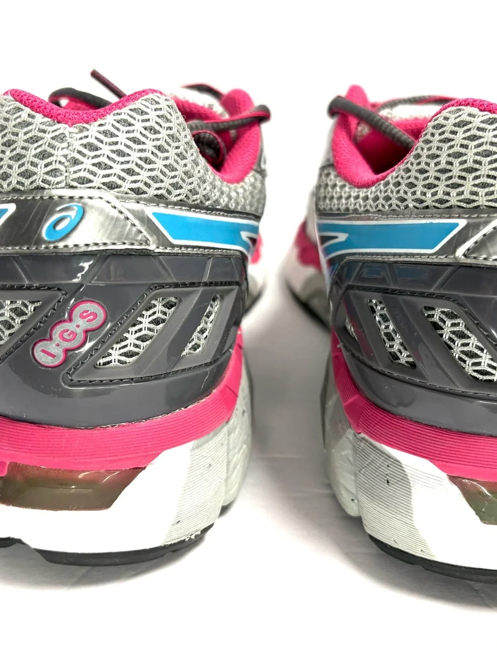 Asics Gel-Fortify Woman's SIZE 12 Running Sneakers Silver Gray Pink Blue T571N